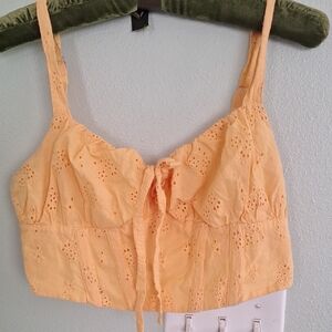 Orange Eyelet Crop Top